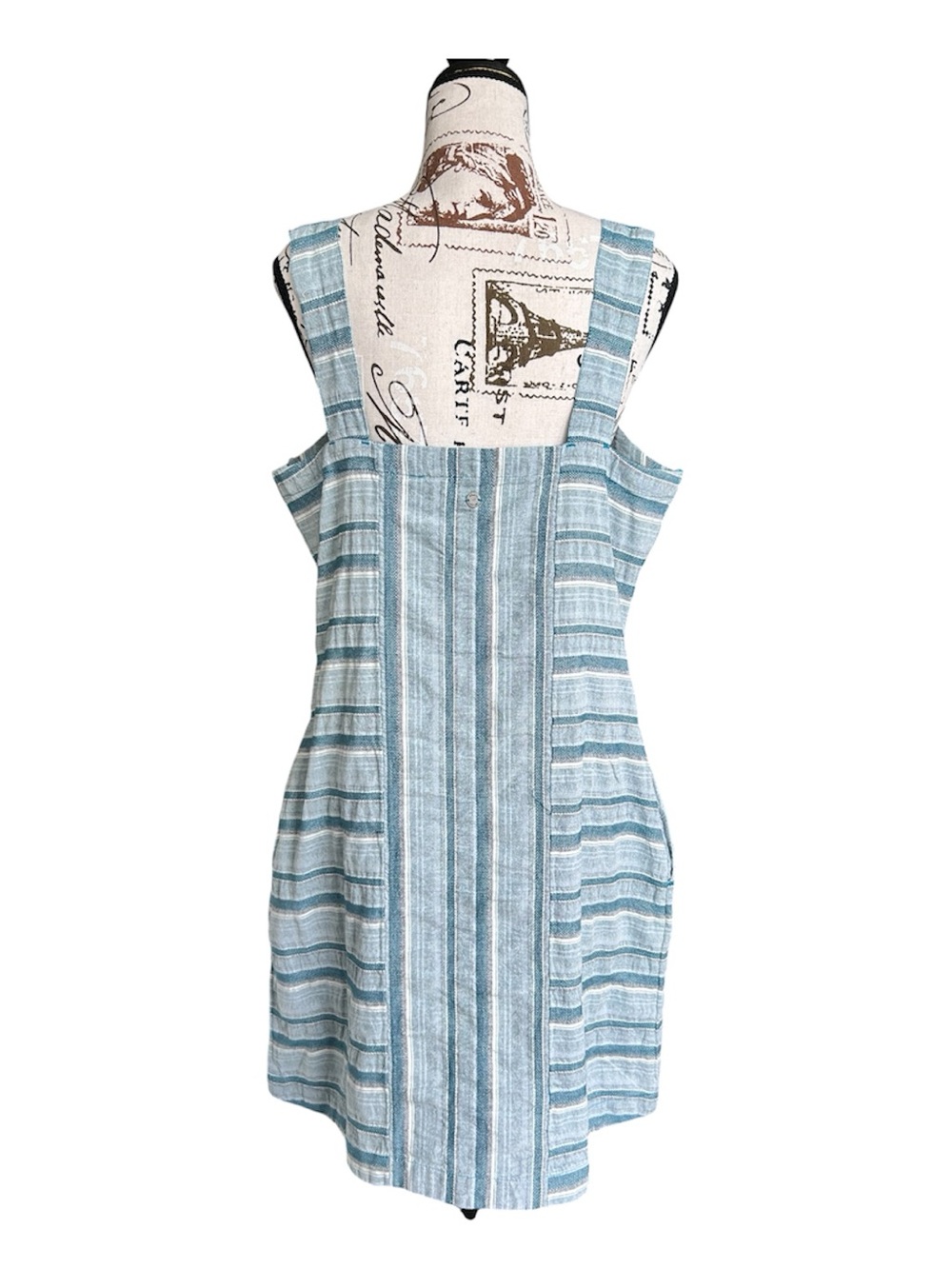 Roxy Sweeter Dreams Aqua Blue Striped 100% Cotton Summer Dress size XL - Picture 4 of 11